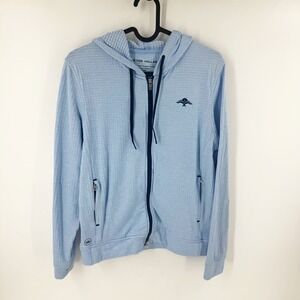 Peter Millar Womens Blue Performance Full Zip Hoodie Jacket Medium French Terry